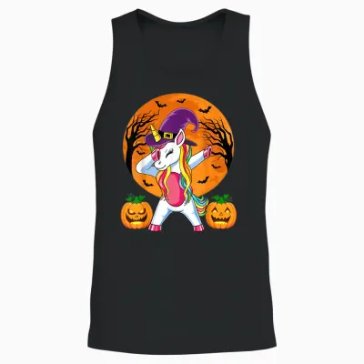 Süße Hexe Einhorn Halloween Witchy Unicorn Kürbis Mädchen Unisex Tank Top - Black