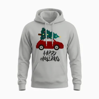 Retro Style Happy Holidays Unisex Hoodie - Ash