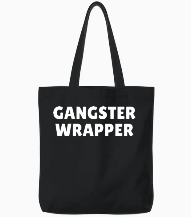 Gangster Wrapper Funny Christmas, Funny Christmas Tote Bags in Black