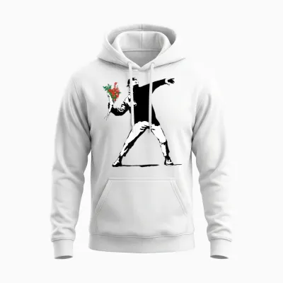 Banksy Papl2164 Graffiti Valentine's Day Art Love Is in the Air Unisex Hoodie - White