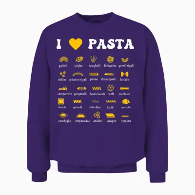Pasta Varieties Spaghetti Noodles Italy Gift Pasta T-Shirt, Black, S Unisex Sweatshirt - Purple