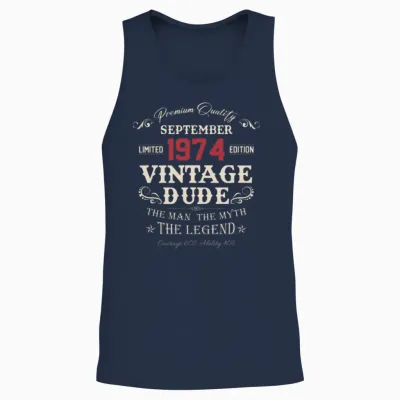 September 1974 Vintage Birthday Present Unisex Tank Top - Navy