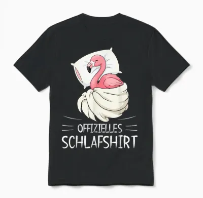 Offizielles Schlafshirt Flamingo Pyjama Schlafanzug Unisex T-Shirt - Black