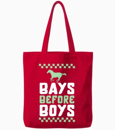 Horse Shirt, Bays Before Boys Horses Tee, Girl Tote Bags - Red