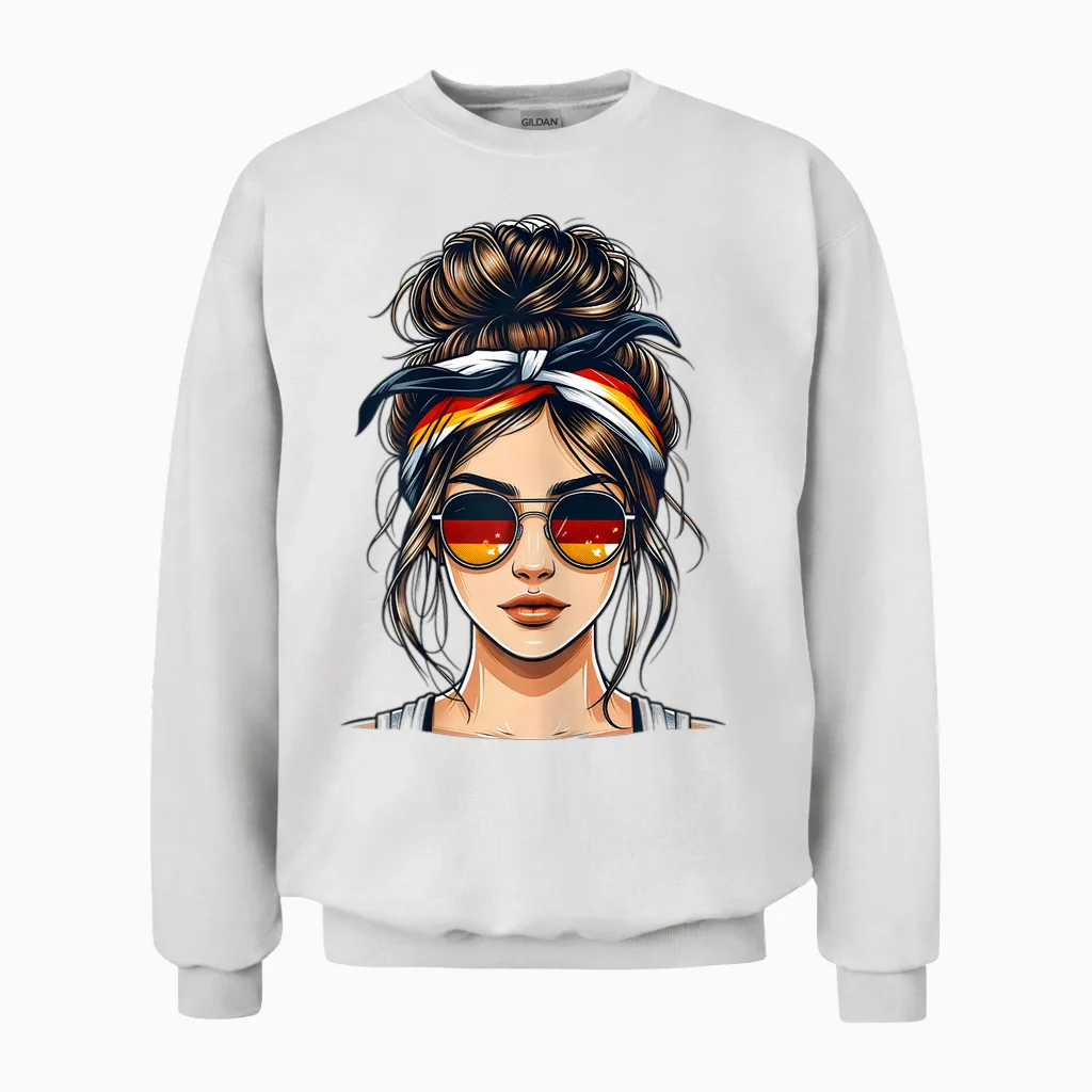 German Girl Deutsches Mädchen Deutschland Flagge Unisex Sweatshirt in White