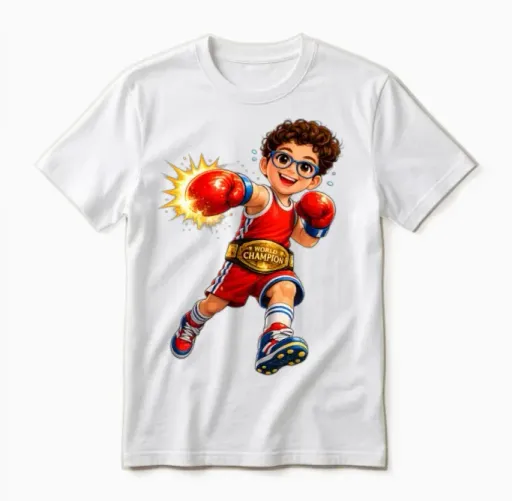 Little World Champion Boxer Unisex T-Shirt in White