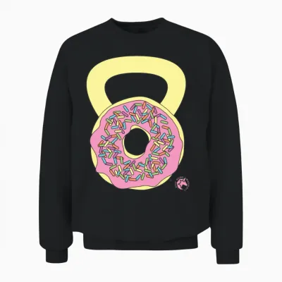 Doughnut Kettlebell Outline Unisex Sweatshirt - Black