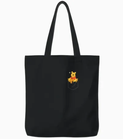 Disney Winnie the Pooh Hunny in My Pocket T-Shirt, Black Tote Bags - Black