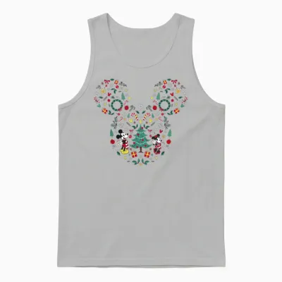 Disney Mickey and Minnie Christmas Mashup Short Sleeve Unisex Tank Top - Ash