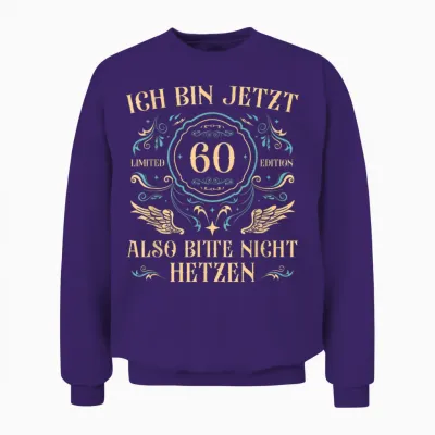 Men's 60 Years Old 60s Dad 60th Birthday T-Shirt, Black Unisex Sweatshirt - Purple