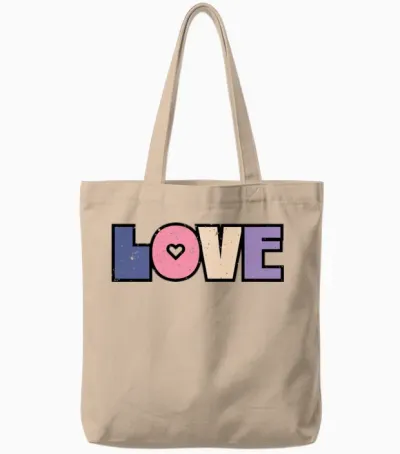 Simple Retro Love Grunge Tote Bags - Natural