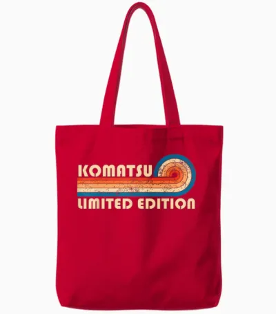 Komatsu Retro 70s 80s Sunset Stripe Tote Bags - Red