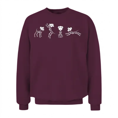 Spooky Dancing Dog Skeletons Classic White Hallowe Unisex Sweatshirt - Maroon