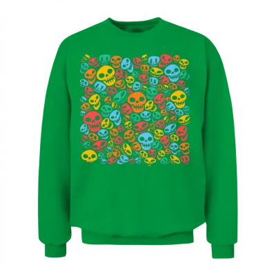 Smiling Funny Skulls Unisex Sweatshirt - Irish Green