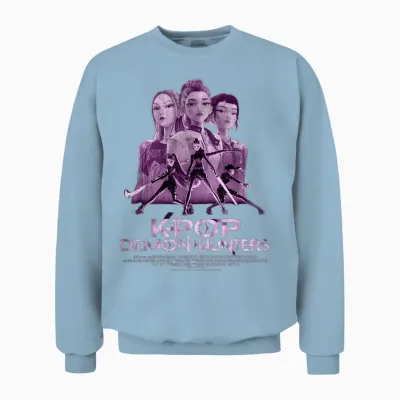 Kpop Demon Hunters Huntrix Poster Officially Licensed Unisex Sweatshirt - Light Blue