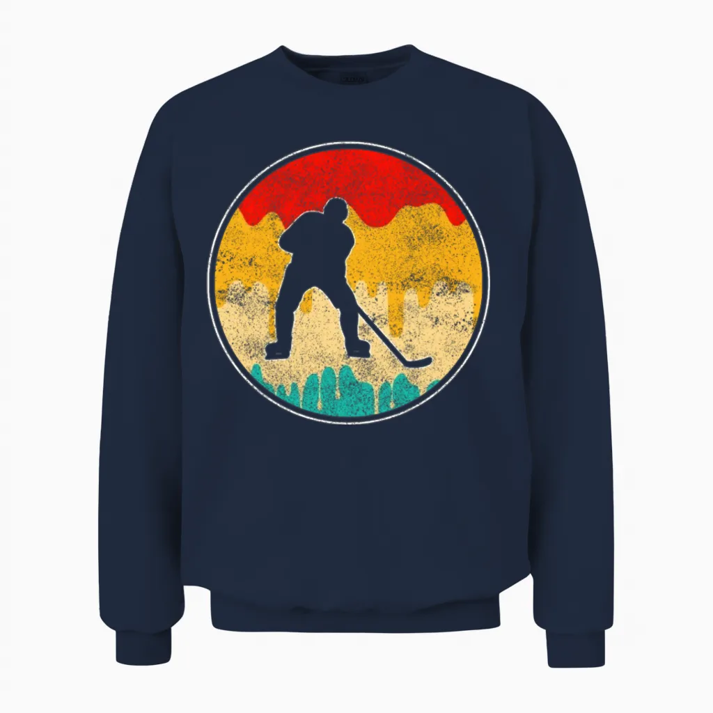 Ice Hockey Retro Unisex Sweatshirt in Navy