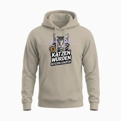 Lustiges Design Für Btc Fans - Katzen Würden Bitcoin Kaufen Unisex Hoodie - Sand