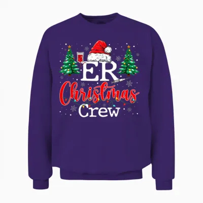 Er Christmas Crew Emergency Room Nurse Er Techs & Secretary Unisex Sweatshirt - Purple