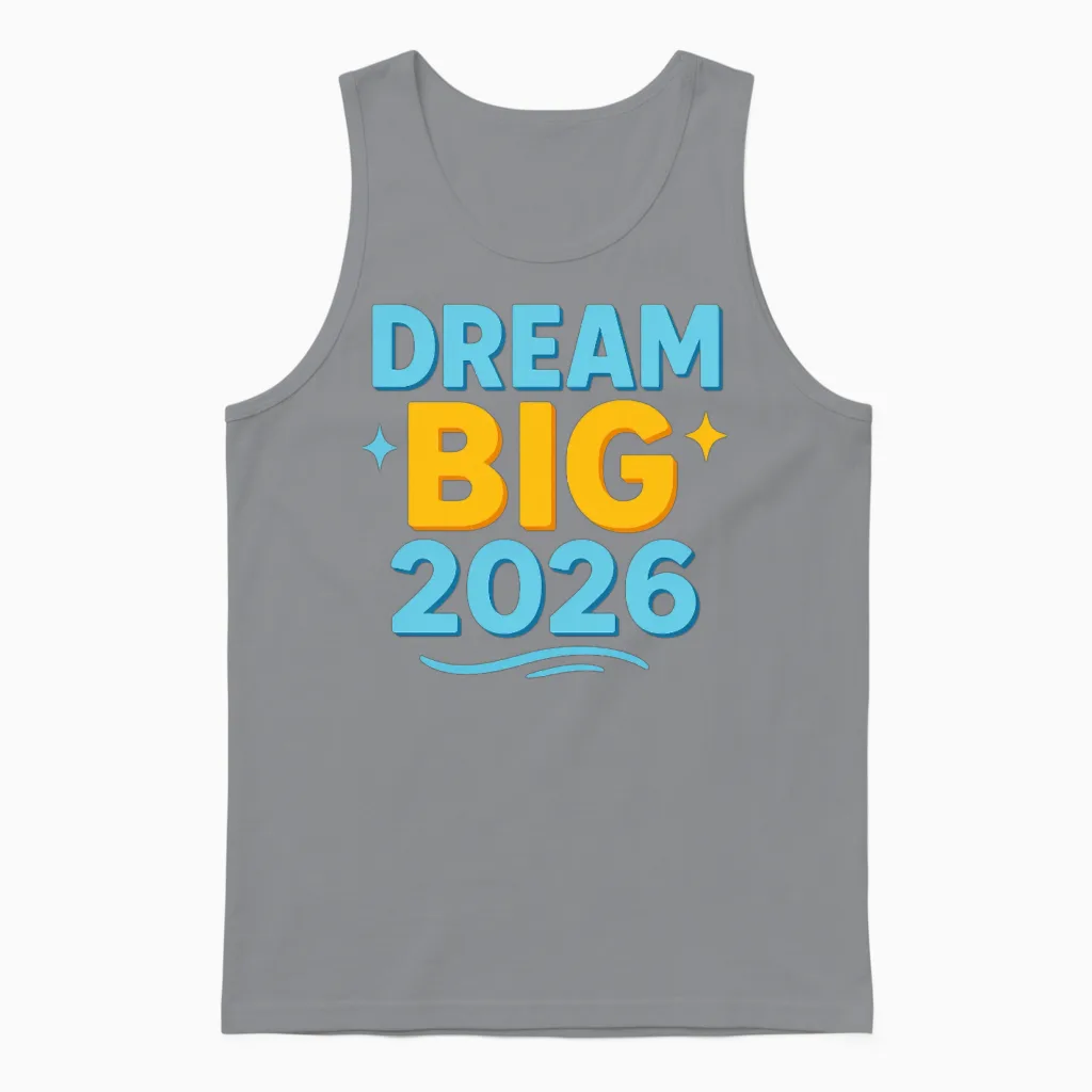 Dream Big 2026 Motivational Design Unisex Tank Top in Sport Grey
