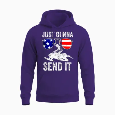 Snowmobile American Flag Hooded Snowmobiling Ride Unisex Hoodie - Purple