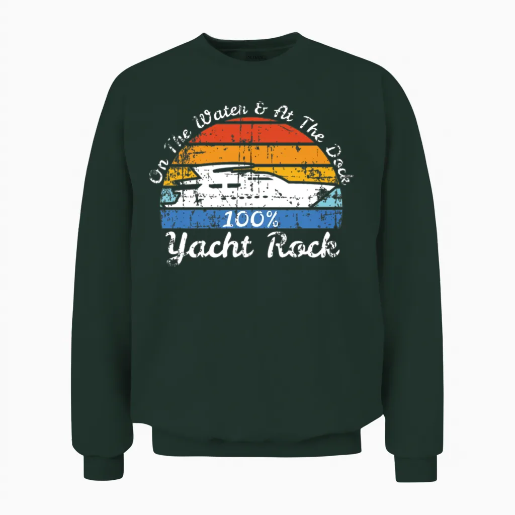 Distressed Retro Yacht Rock Unisex Sweatshirt - Forest
