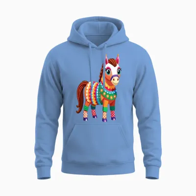 Colorful Celebration Horse Unisex Hoodie - Carolina Blue