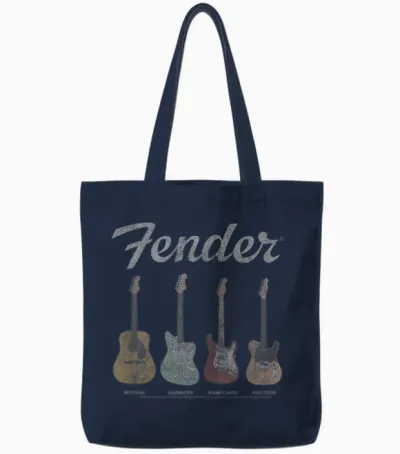 Fender Vintage Guitar Lineup T-Shirt Small Tote Bags - Navy