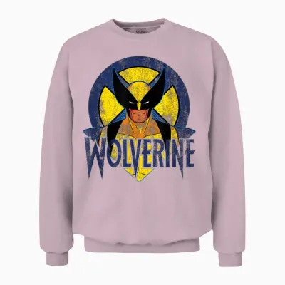 Marvel X-Men Retro Wolverine T-Shirt, Black, S Unisex Sweatshirt - Light Pink
