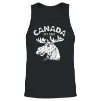 Vintage Canada Flag Moose - Cool Maple Leaf Unisex Tank Top - Black – 2