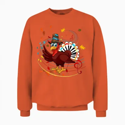 Music Piano Teachers Music Turkey Happy Unisex Sweatshirt - Orange