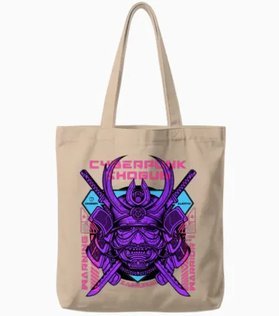 Cyberpunk Shogun Tote Bags - Natural
