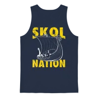 Skol Nation Distressed Viking Ship Unisex Tank Top - Navy – 1