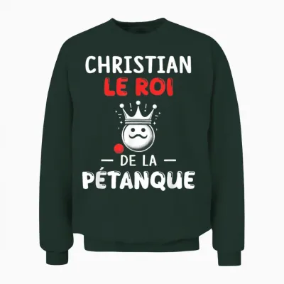Personalised Gift Man Name Christian Petanque Humour T-Shirt, Black, S Unisex Sweatshirt - Forest
