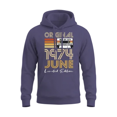 50th Birthday Vintage June 1974 Original 1974 Unisex Hoodie - Heather Sport Dark Navy
