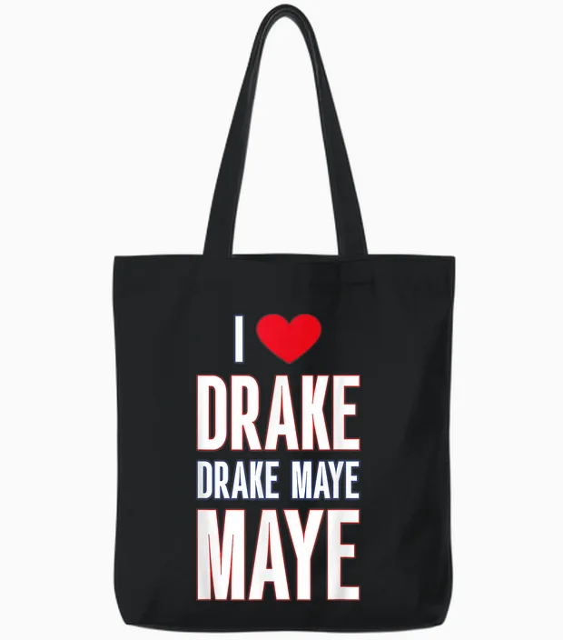 I Love Drake Drek Maye Maye Tote Bags in Black
