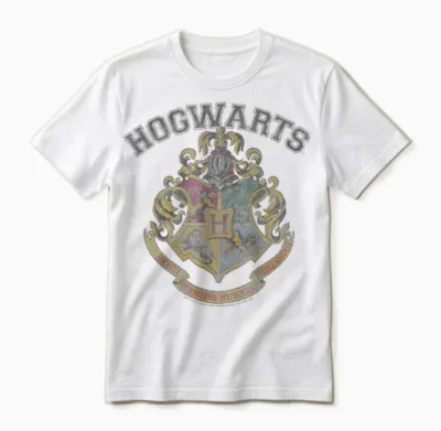 Harry Potter Hogwarts Vintage Crest Short Sleeve Unisex T-Shirt - White