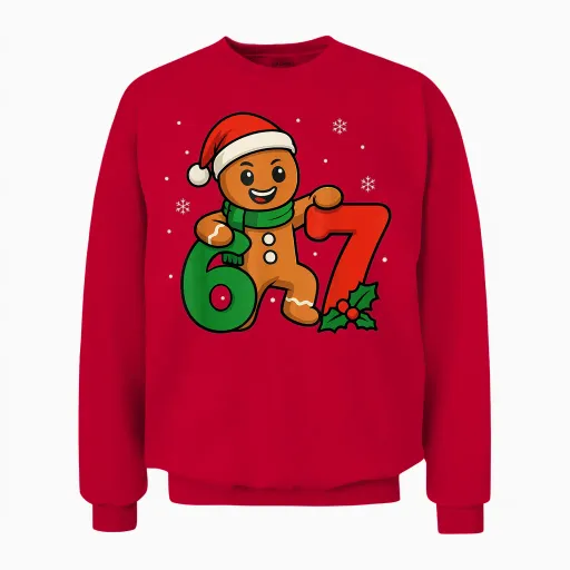 67 Christmas 6 7 Gingerbread 6-7 Meme Six Seven Boys Unisex Sweatshirt - Red
