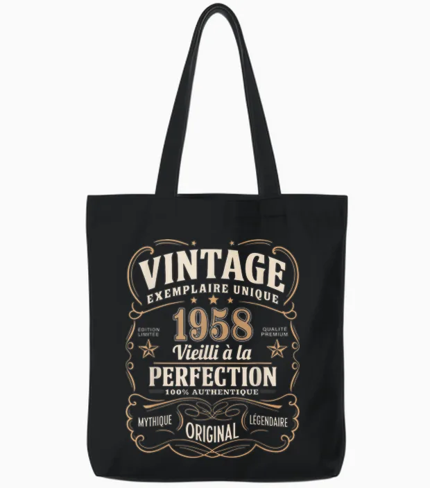 67 Years Man 1958 Birthday T Shirt 67 Years Man 1958 T-Shirt, Black, S Tote Bags in Black