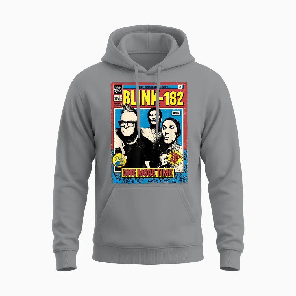 Official Blink-182 One More Time Comic Unisex Hoodie in Sport Grey