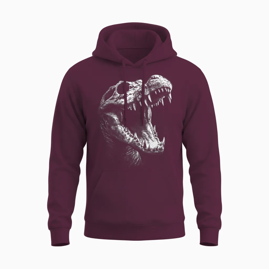 Crâne Gothique Crocodile Animal Alternatif Grunge Esthétique Unisex Hoodie in Maroon
