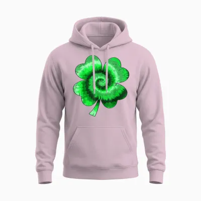 Irish Shamrock Tie Dye Happy St Patrick's Day Go Lucky Gifts Unisex Hoodie - Light Pink