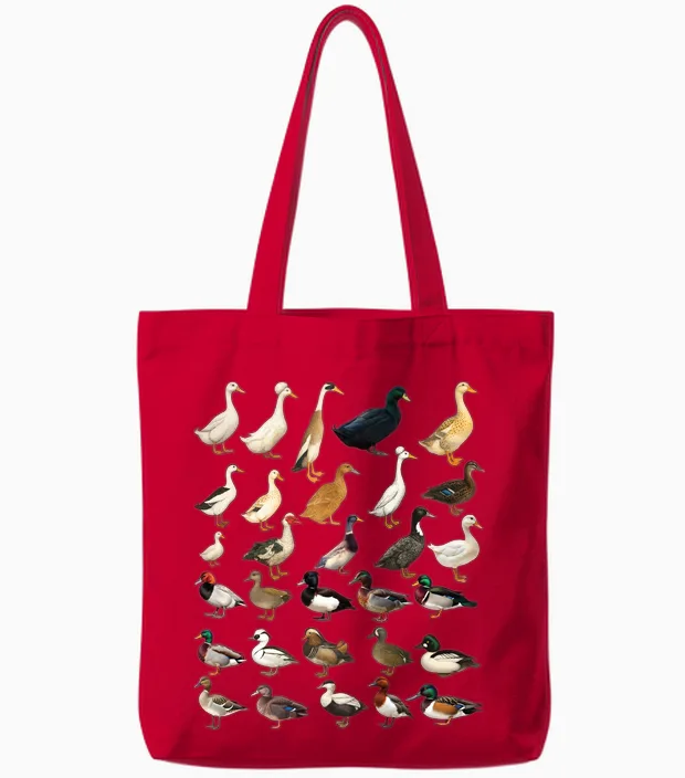 Tableau D'identification Des Espèces Et Races De Canards Manche Longue Tote Bags in Red