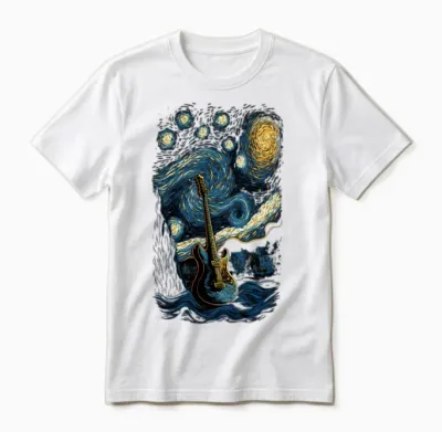 Starry Guitar Guitarist Rock Concert Festival Unisex T-Shirt - White