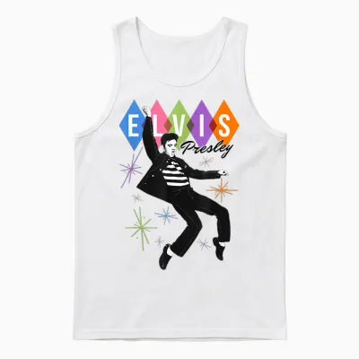 Elvis Presley Official Dancing Star Unisex Tank Top - White