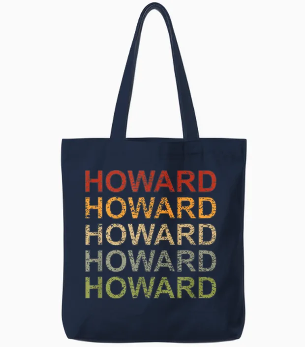 Retro Howard Personalised Howard Name Man Howard T-Shirt, Black Tote Bags in Navy