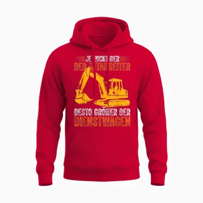 Bagger Lustiges Bauarbeiter Desto Größer Der Dienstwagen Unisex Hoodie - Red