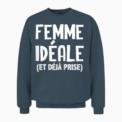 A Woman Ideal Valentine's Day Couple Love Man Gift T-Shirt, Black Unisex Sweatshirt - Dark Heather