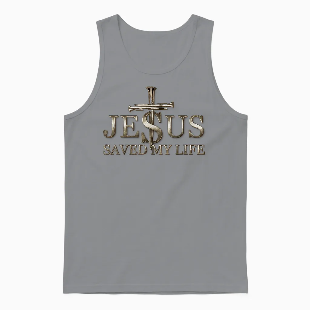 Jesus Christ Saved My Life Gift for Women Men Unisex Tank Top in Sport Grey