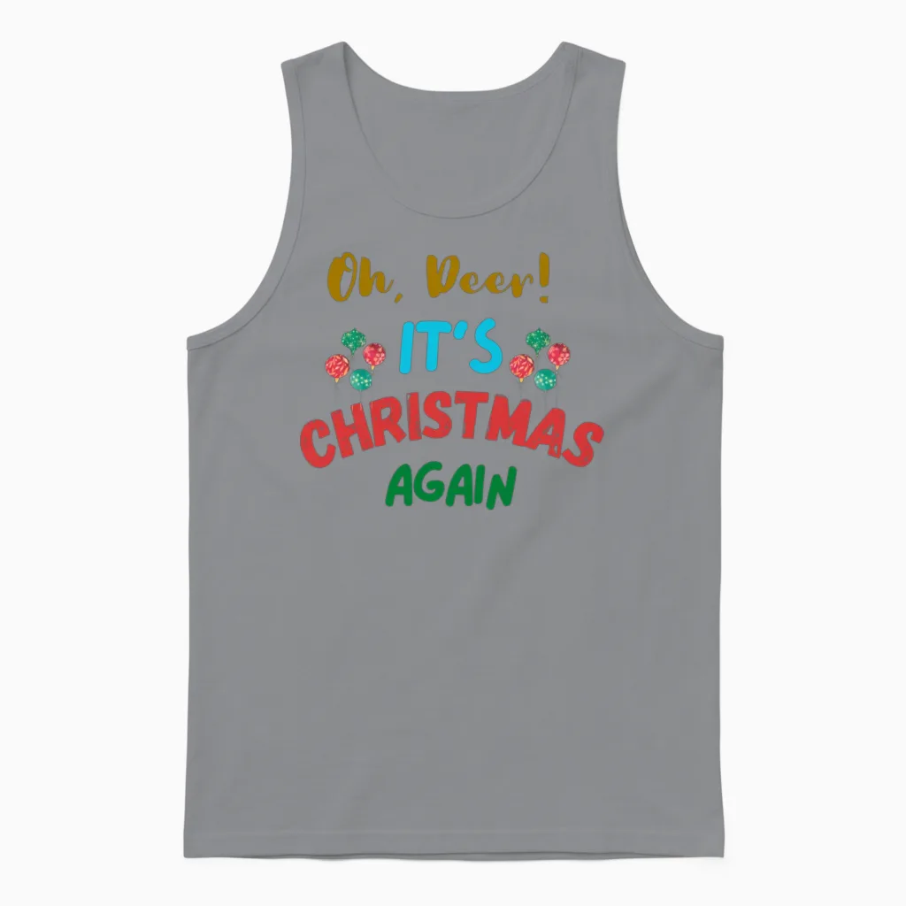 Oh Deer Its a Christmas Again Unisex Tank Top in Sport Grey