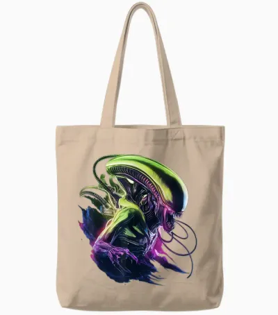 Alien 45th Anniversary Classic Xenomorph Graphic Novel Art T-Shirt, Black, S Tote Bags - Natural